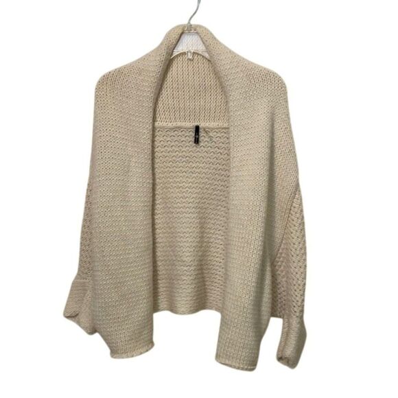7 For All Mankind Alpaca Wool Blend Cream Knit Shrug Sweater Womens Size Medium - Picture 1 of 13
